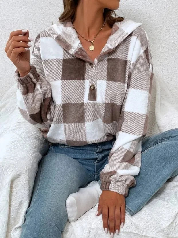 S / 2 2024 Winter Fashion Women's Coats Plaid Long Sleeve Turn Down Neck Ladies Jacket