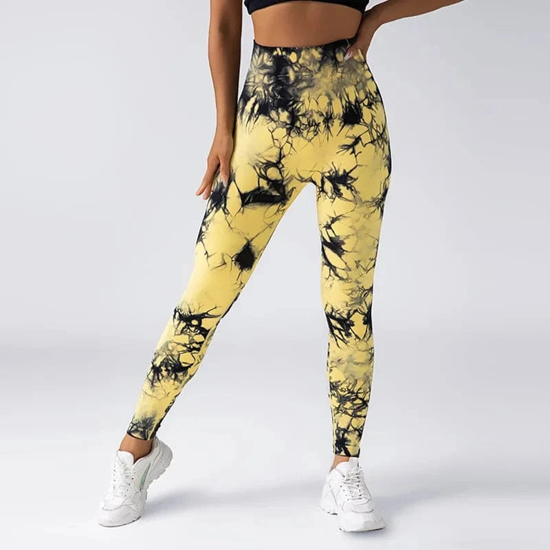 S / 2 YIYI New Tie Dye Seamless High Waisted Workout Gym Fitness Leggings for Women Scrunch Butt Lifting Yoga Gym Athletic Pants