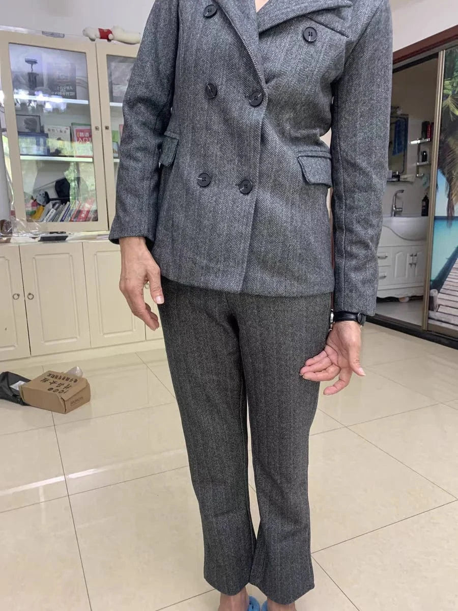 S-3XL professional attire Woolen suit jacket Women's Autumn/Winter British Style Wool Suit Set