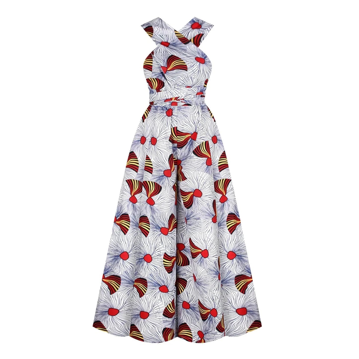 S / 5 Fashion Custom Lady Boho Print Multi Wearing Romper Women Elegant Summer Casual Wide Leg Jumpsuit Africa