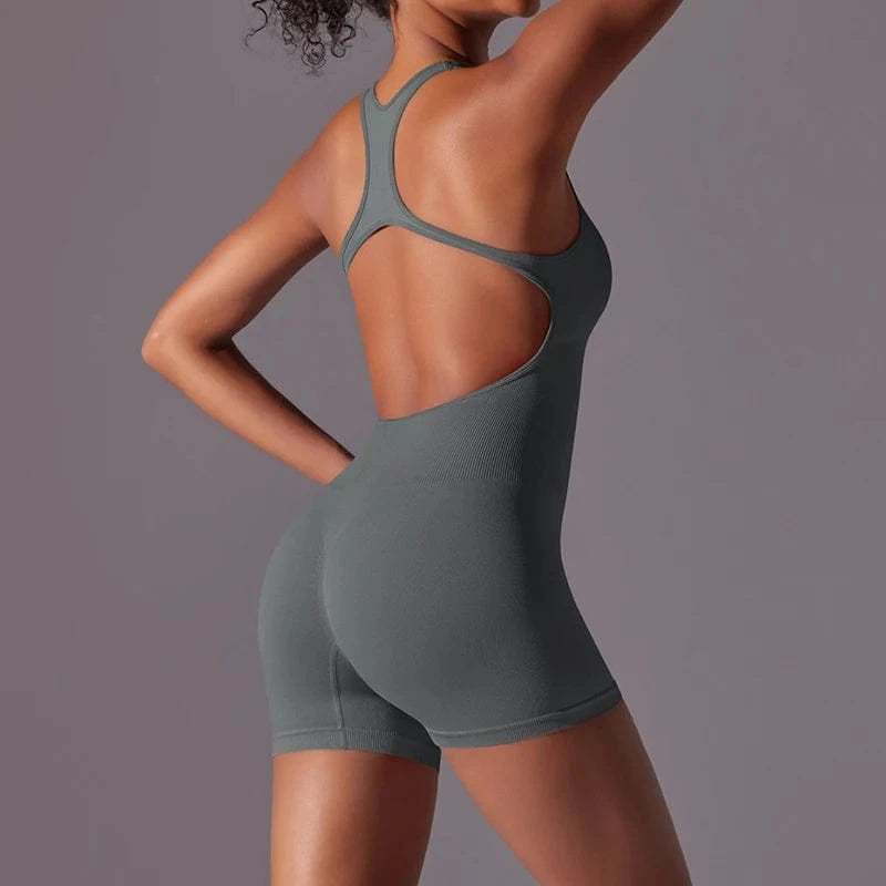 S / 5 High Quality Women Jumpsuits Shorts Rompers One Piece Bodysuits Yoga Sleeveless Racer Back Seamless Bodycon Outfits Clothes 2024