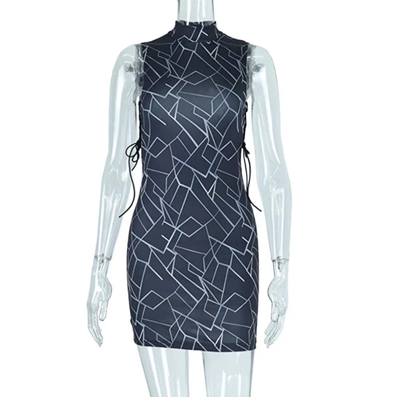 S / as pic Summer Fashion Sleeveless Turtle Neck Black Sexy Slinky Bodycon Dress Women Night Club