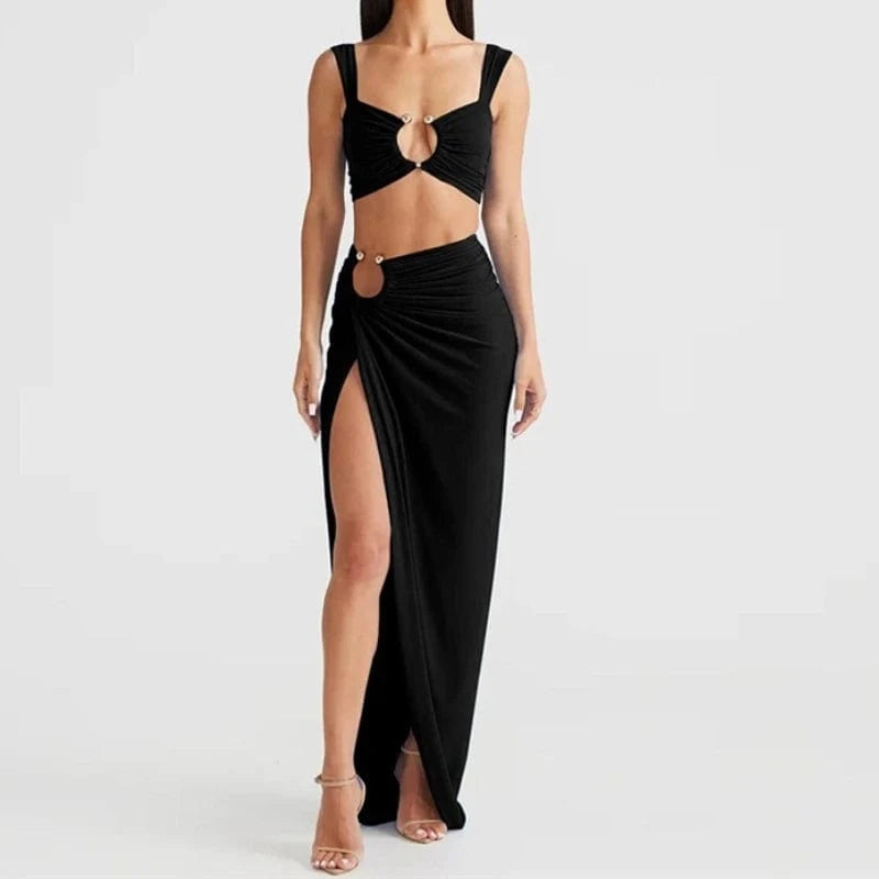 S / Black 2024 Spring & Summer New Fashion Sexy Women's Clothing Set Elegant Two Pieces Set For Women