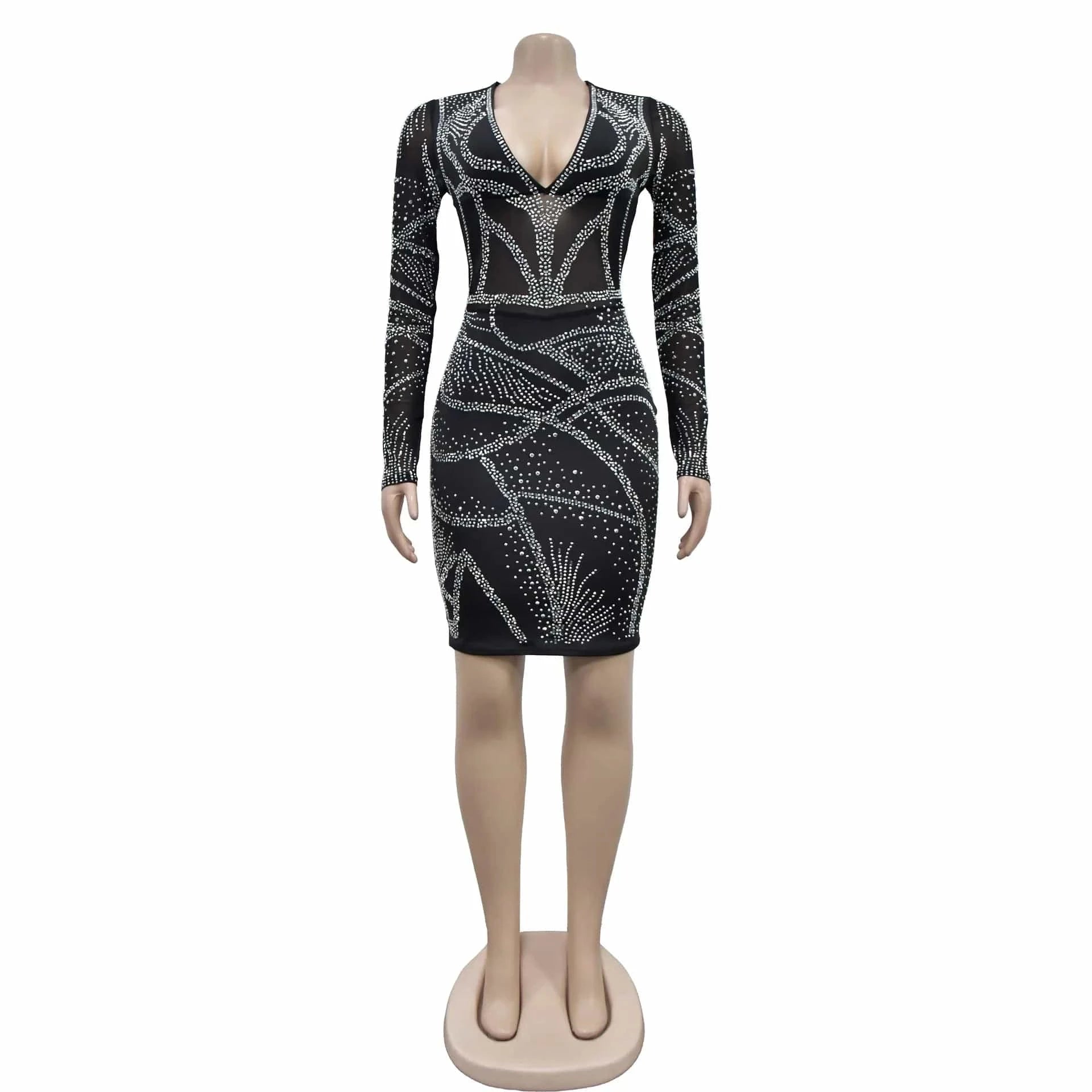 S / Black 2024 women elegant sexy rhinestone party evening gown dress