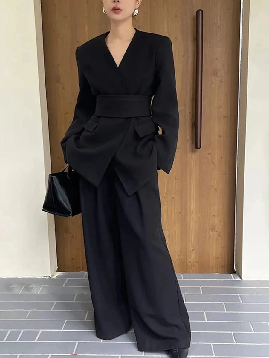 S / Black Boutique Wholesale Retro Simple Red Women's Suit 2024 Fall New Fashion Slim Women Black Coat Slacks