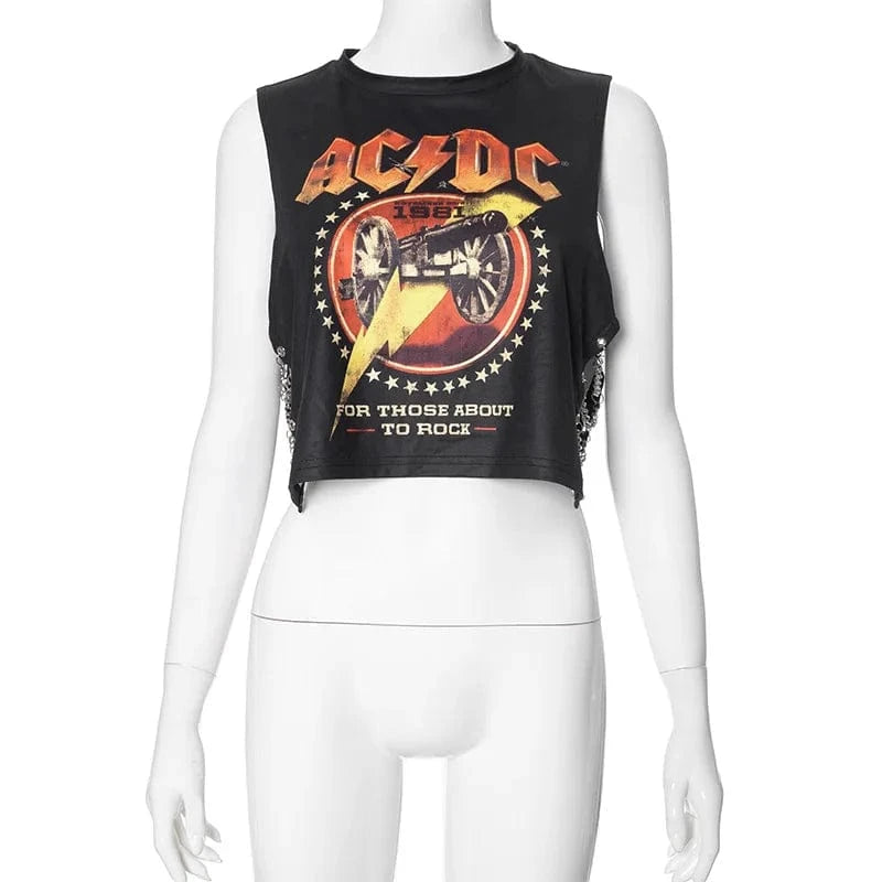 S / Black Dropship 2024 summer boutique fashion sleeveless streetwear print women tops t shirt