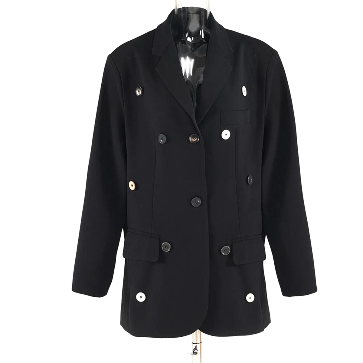S / Black OUDINA 2024 Fashionable Multi-button Combination Black Loose Oversized Suit Jacket Blazer For Women