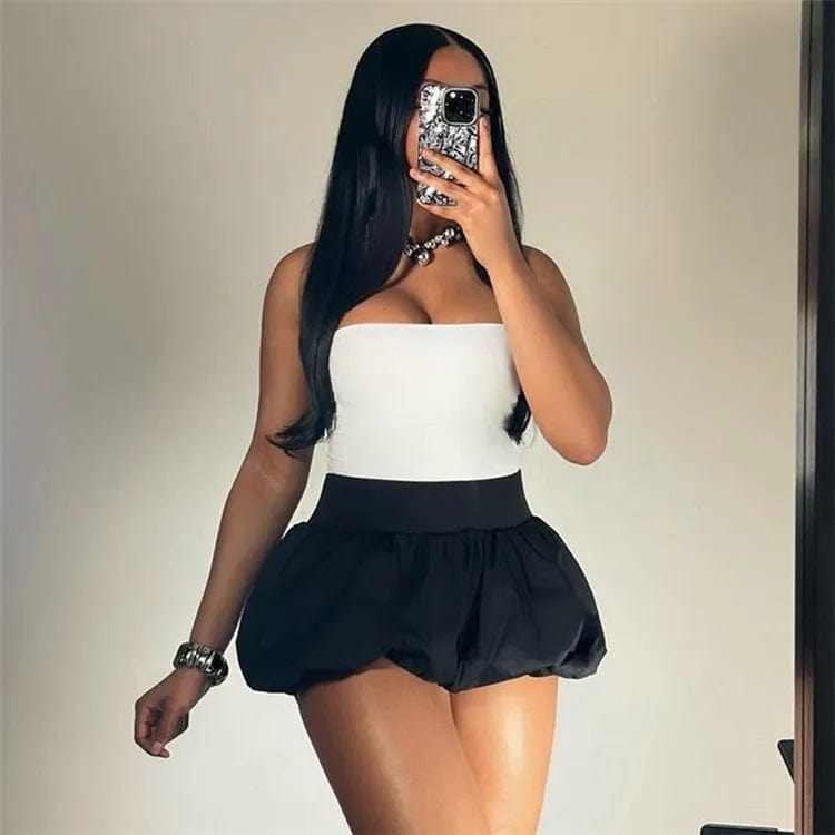 S / Black Sexy Women's Mini Short Skirt Fashion Summer 2024 Pleated Bubble Mini Skirt
