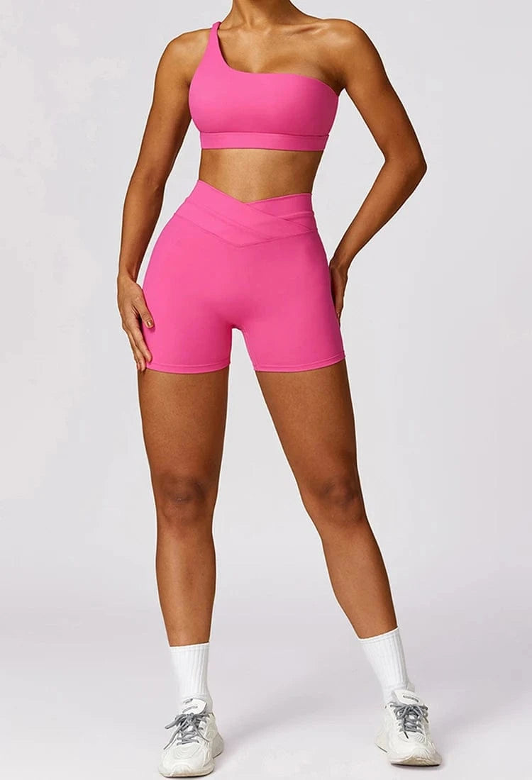 S / Bra Pink 2024 Custom Wholesale Fitness Gym Shorts Women Yoga Bra Leggings Women Long-Sleeved top 2 Piece Yoga Sets Gym Fitness Sets