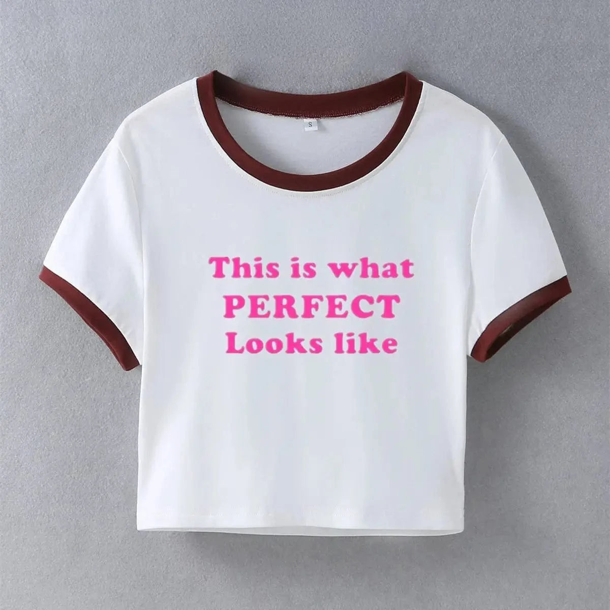 S / Brick Red / Spandex / Polyester Bomblook Z703TP Summer Y2K Crop Tops Short Sleeve Clothes Tank Tops Casual Streetwear Print T-shirt For Women 2024