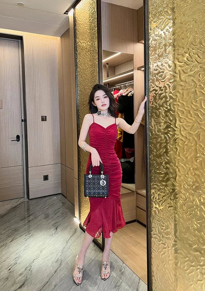 S / Burgundy ZYHT 5800 Wholesale Elegant Sleeveless V Neck  Women Bodycon Dress 2024 Summer Ladies Vestidos Female A line Cami Dress