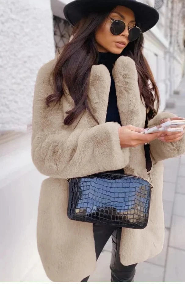 S / COLOR1 Liu Ming High Quality Winter Women Elegant Fashion Thick Warm Overcoat Faux Fox Fur Jacket Long 5XL Coats