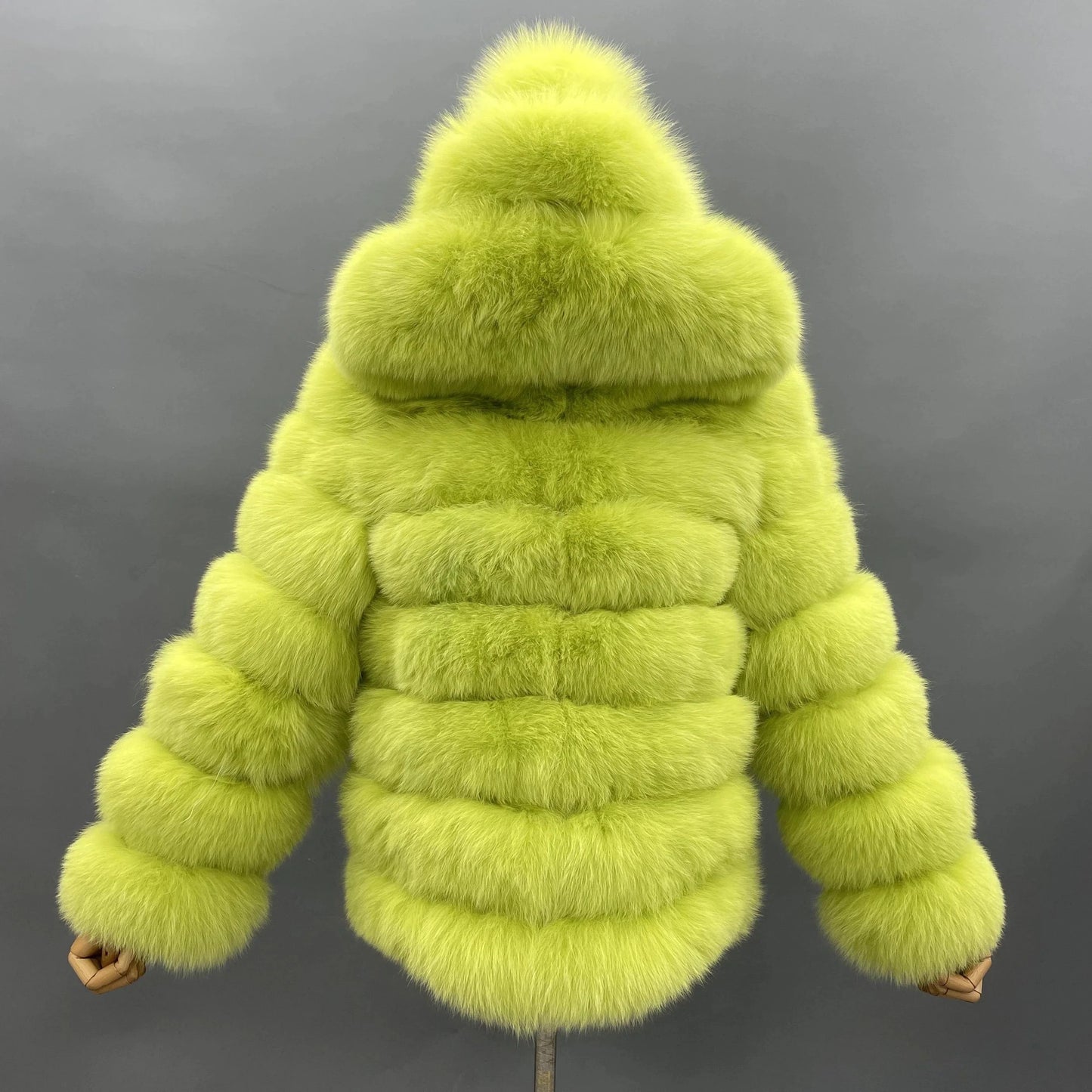 S / Green Janefur new arriving cost-effective hot selling medium length hooded women fox fur coat