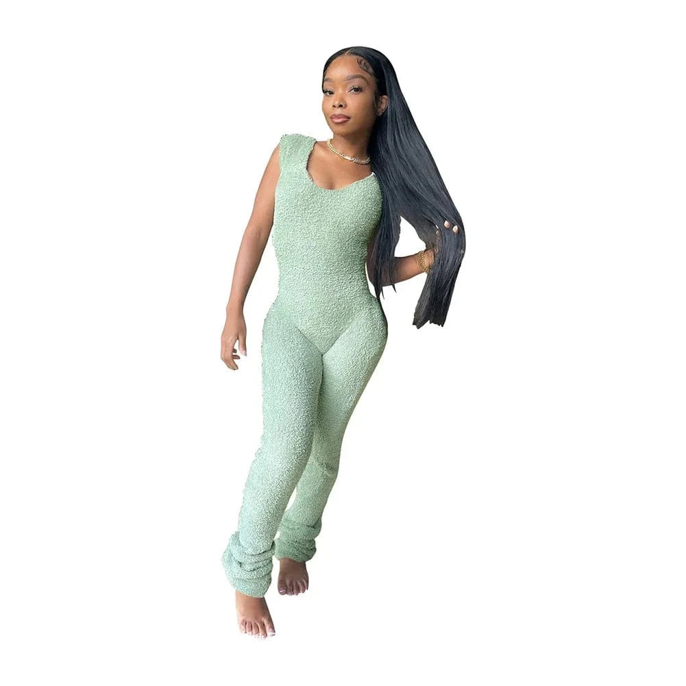 S / green Spring Stretch One Piece Jumpsuit For Women 2023 Solid Sleeveless Jumpsuits Casual Pile of Pants Rompers Womens