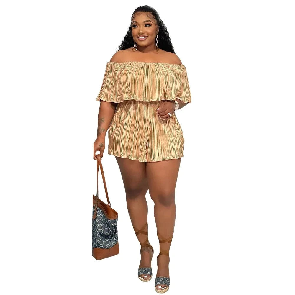 S / Khaki 2024 summer jumpsuit for woman Simple casual new fashion ruffled high shaping pleated jumpsuit