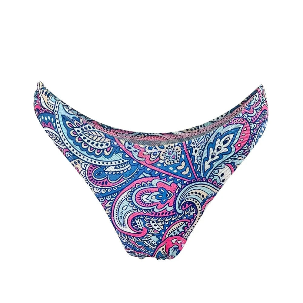 S / Light Blue bottom 2024 sexy tan-through fabric swimsuits beachwear wholesale bikini tan through Neck Bikini swimwear