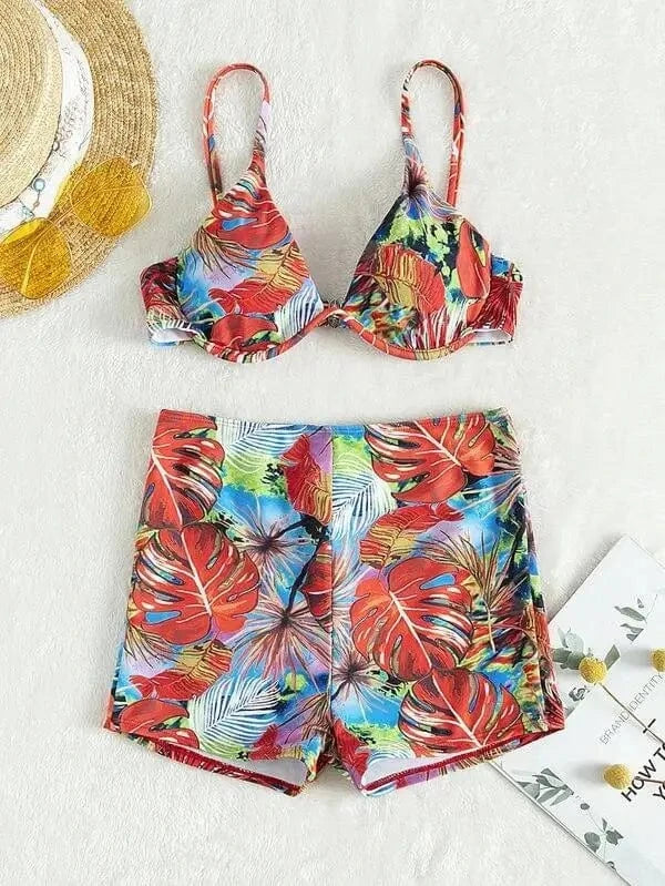 S / Orange DAMOCHIC Wholesale Stamp Backless Swimsuit for women Summer The steel supports gather Bikini High-Waisted Bathing Suit 2023