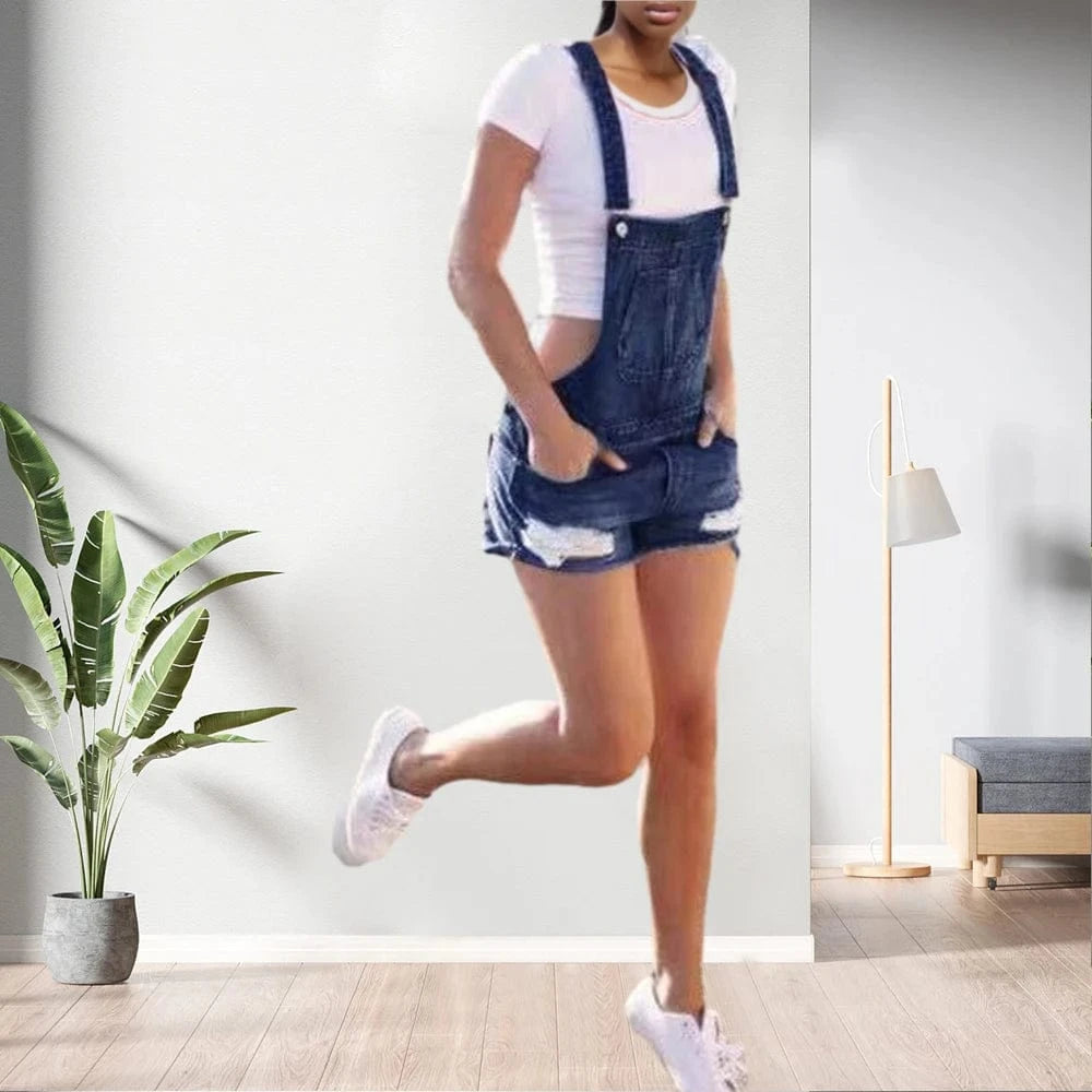 S / pic 3 90623-MX110 3 colors denim bib pants short jeans women