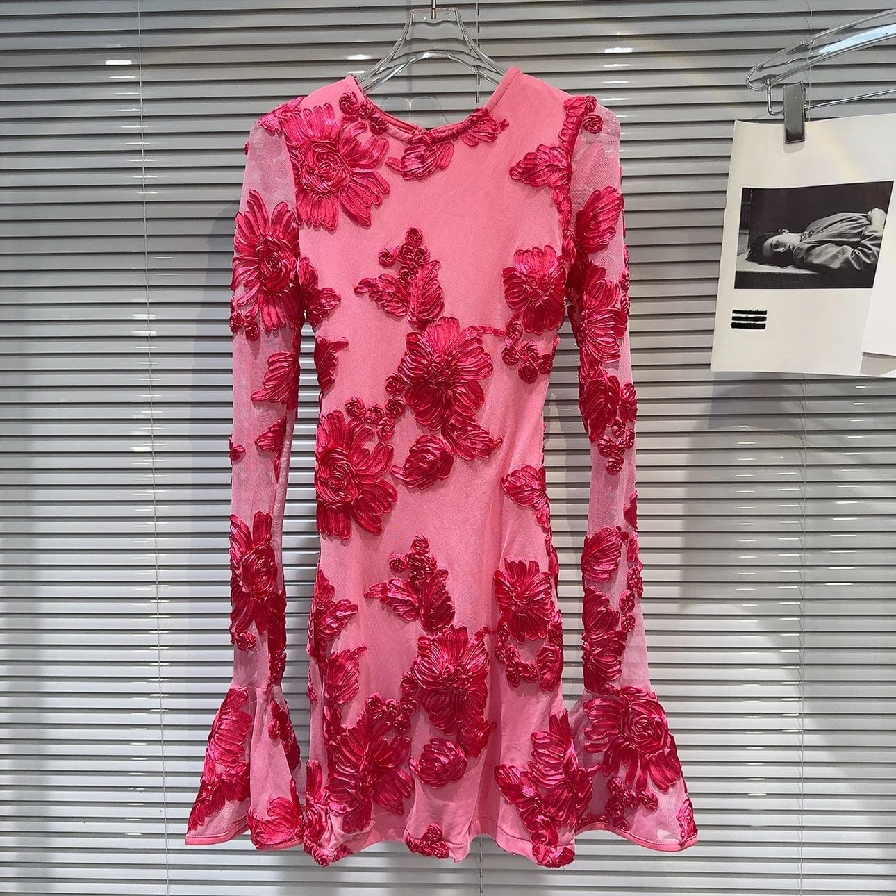 S / Pink OUDINA New Arrivals Casual Western Dress For Female V-neck Braided Waist Short Sleeve Dress For Women