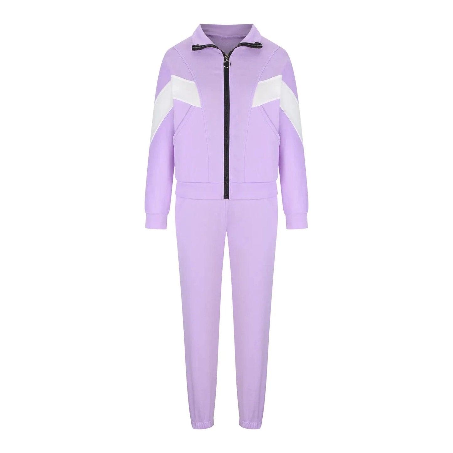 S / Purple Bomblook C201ST Sweatsuits Striped Patchwork Coladies Suit Women Outfits 2 Piece Joggers Pants Set Women 2024