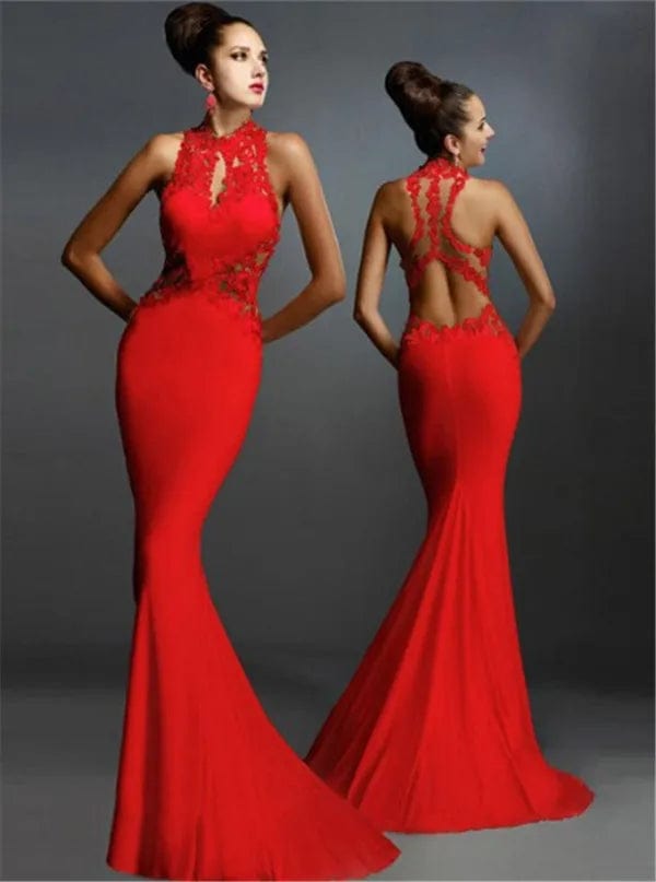 S / Red new backless Mermaid Long Evening Dress off shoulder sexy design evening dresses 2024
