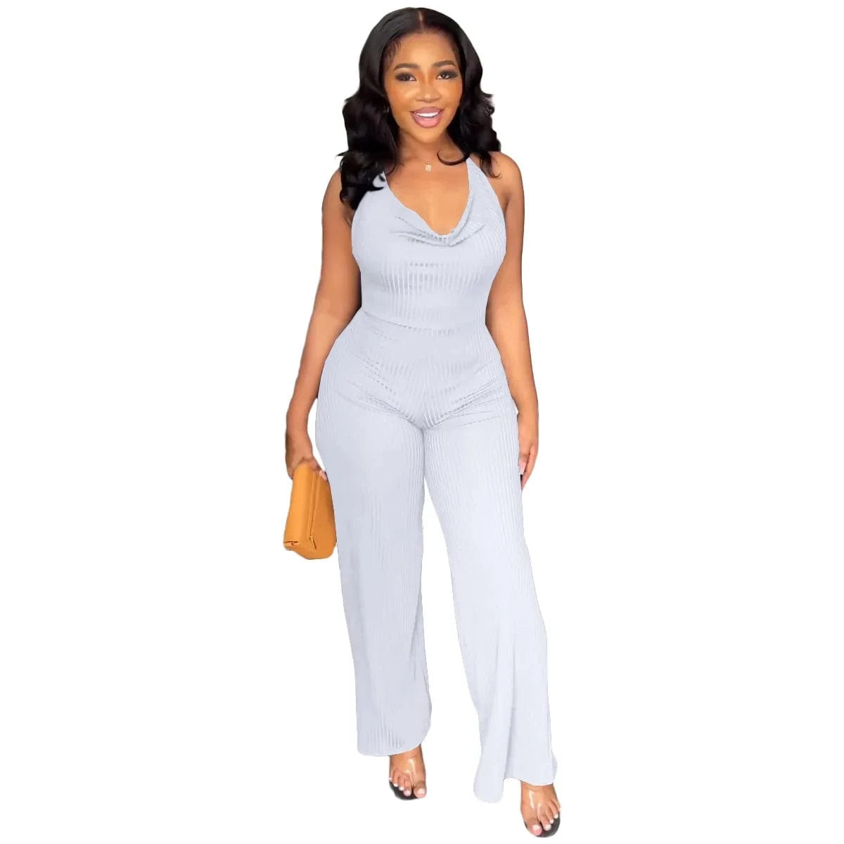 S / White Trendy One Piece Jumpsuit Women Summer Bodysuit For Women Wide Leg Pants Ladies Cami Jumpsuit  Womens Playsuit &Jumpsuit