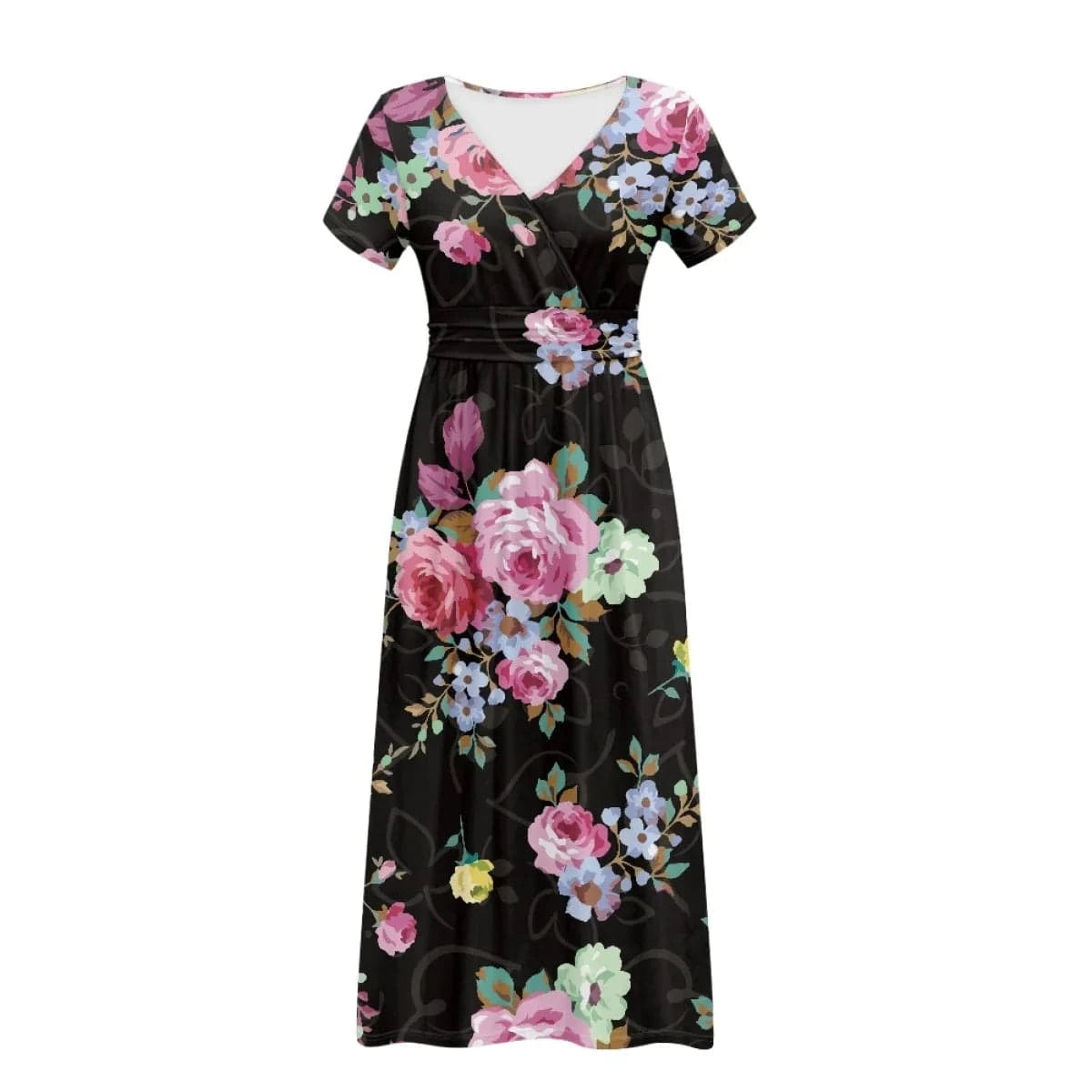 S / YSFB00166AZ31-1 Wholesale African Wax Print Short Sleeve Long Wedding Dress Beautiful Custom Logo Eco-friendly Women Sexy Bodycon Comfy Dresses