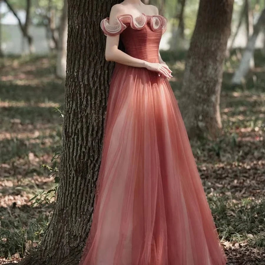 S0431R New hot sale fashion one shoulder elegant sexy heavy beaded puff sleeve temperament evening dress