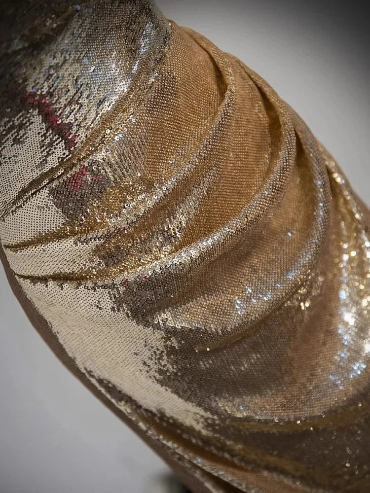 S0475R New hot-selling high-quality elegant and dignified one-shoulder trailing sequined fashionable evening dress