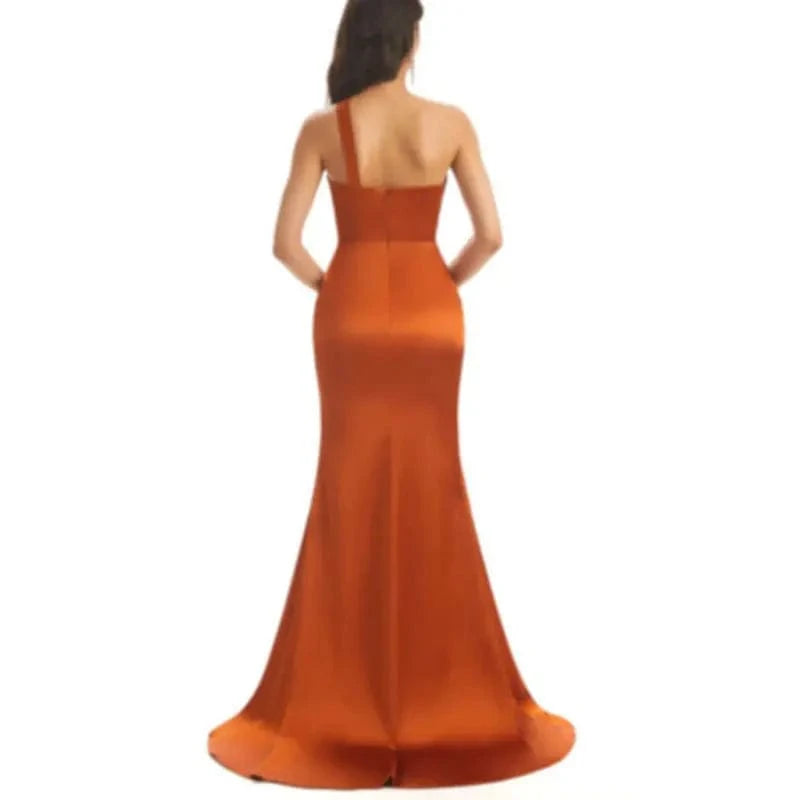 S0534R New high quality new design sexy one shoulder dress banquet birthday party fashion slit evening dress