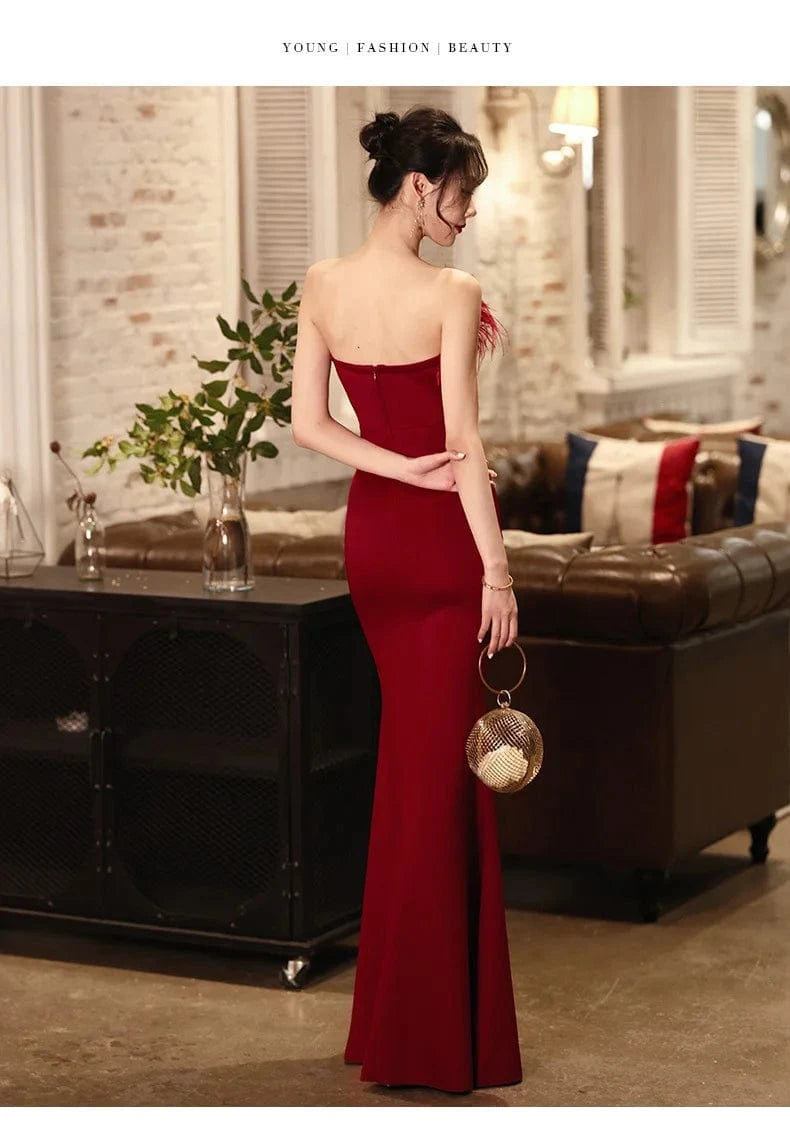 S0725T  2024 Royal Style Elegant Wrap Waistline Lace Back Evening Dress Fashionable Light Luxury Sister Senii Classic Style