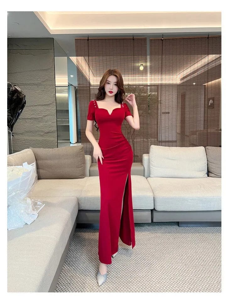 S0742T  2024 High Quality White Banquet Evening Dress Sexy Fishtail Classic Style Lace Pattern Half Sleeve Chapel Train Spring