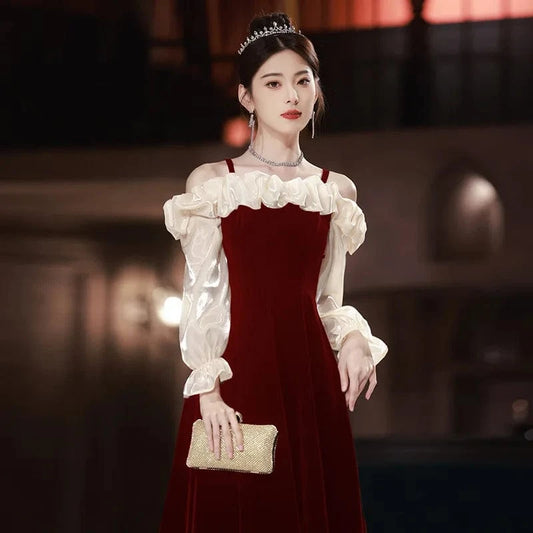 S0783T 2024 Spring Season Hot Selling Off-Shoulder Royal Design Wedding Dress Sexy Elegant Plus Size Evening Gown Half Sleeve