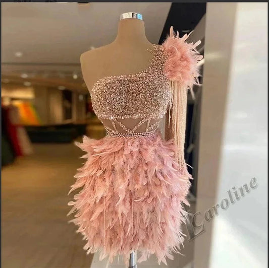 S0845R New style sexy temperament fashion one shoulder slim fit short evening dress