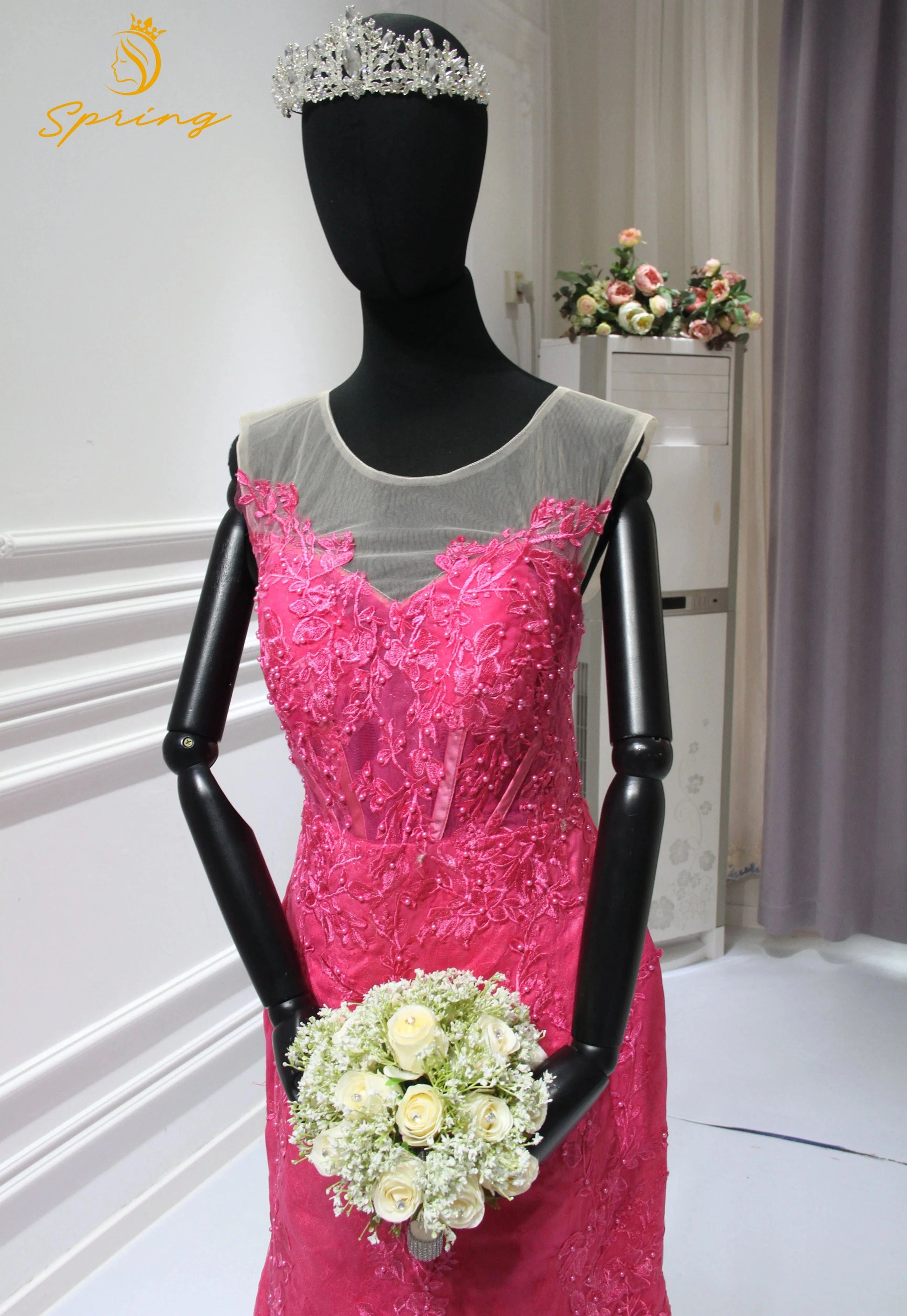 S1299T    2024 New Hot Selling Royal-Design Bridal Gowns High-Cut Sexy Shoulder-Length Evening Dresses Half Sleeve Chapel Train