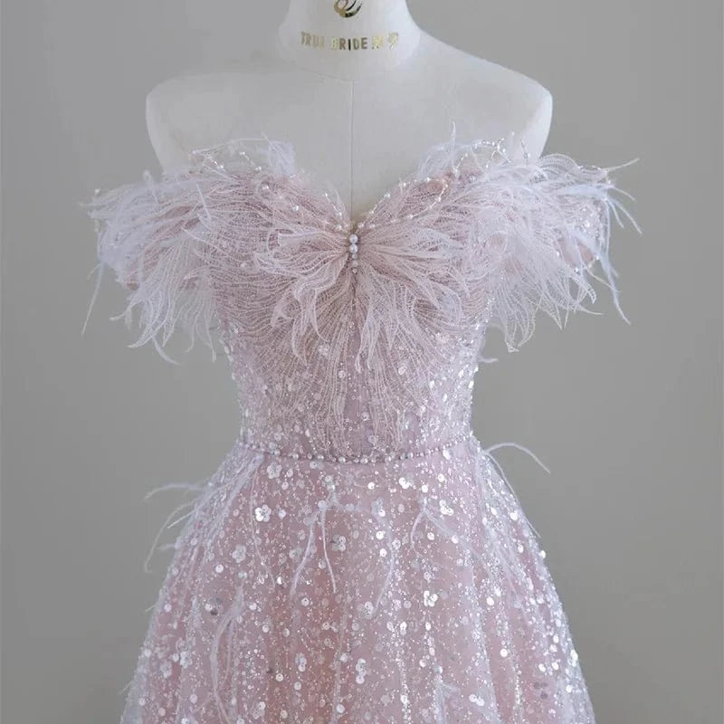 S1558T  2024 High Quality Women's Elegant Evening Dress V-Neck Ball Gown Royal Design Lace Decoration Long Thin Classic Chapel