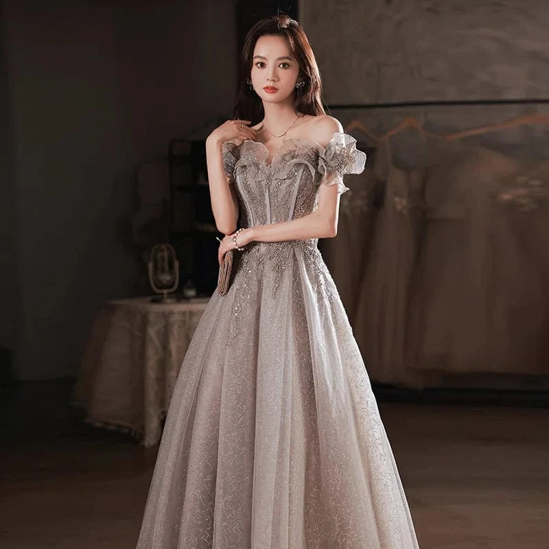 S1705R 2025 new one-shoulder elegant long temperament banquet host student art exam evening dress