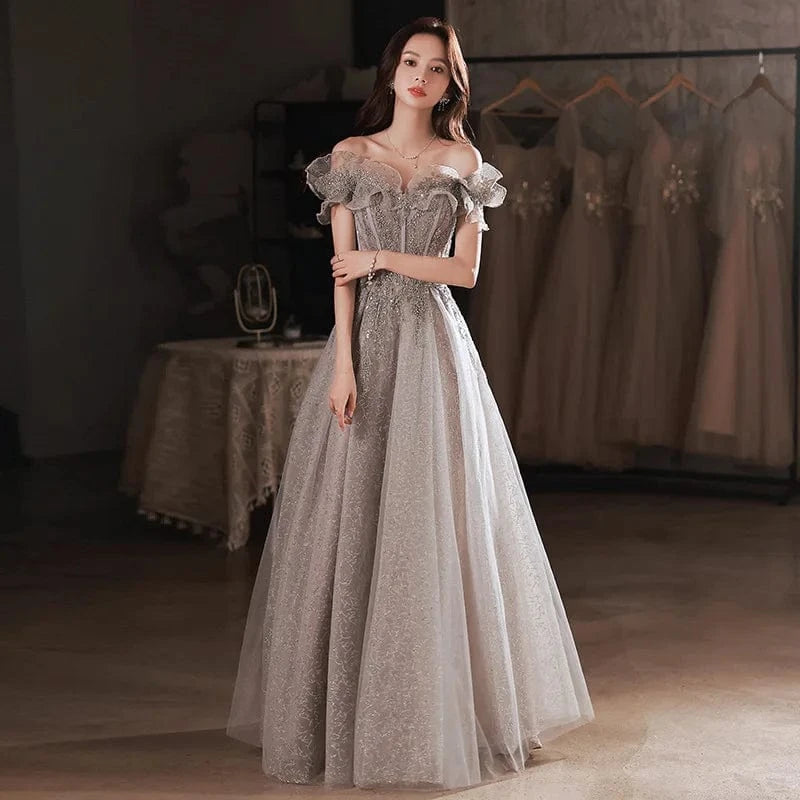 S1705R 2025 new one-shoulder elegant long temperament banquet host student art exam evening dress