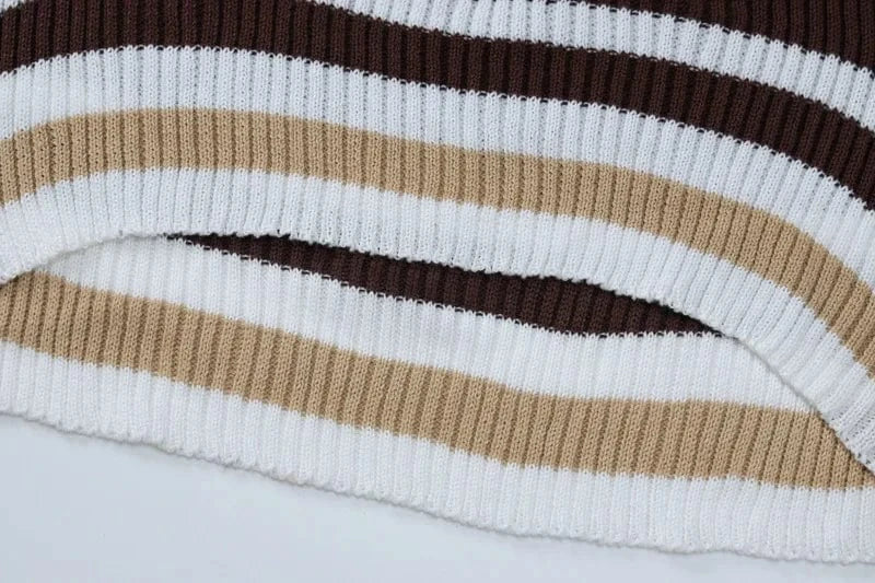 S3914101w Knitting O Neck Striped Long Sleeve High Waist Crop Top Tube Skirt Women's Sets Winter Y2k Dropshipping Casual Clothes