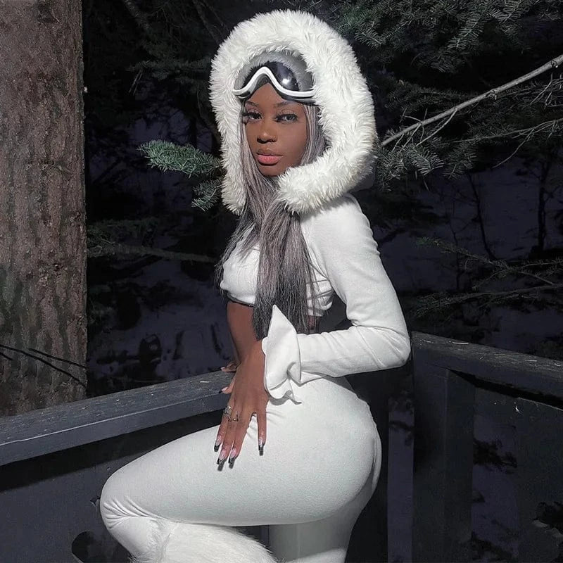 S3914181w Winter Fashion Casual Women's Two-piece Set Velvet Hooded Long-sleeved Top And Trousers Suit New 2pc Set Women