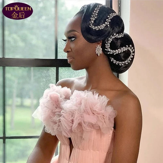 S4351F      Braided hair long hair with rhinestone bar style wedding party accessories  hair crown bridal tiara
