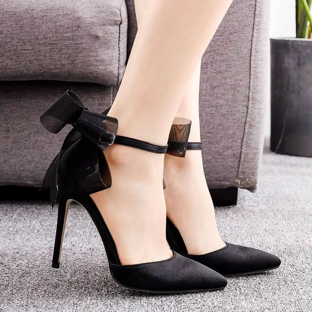 S4507F   Satin women Stiletto Pointed High Heel Plus Size Banquet Bridal Wedding Shoes