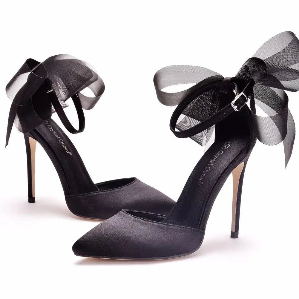 S4507F   Satin women Stiletto Pointed High Heel Plus Size Banquet Bridal Wedding Shoes