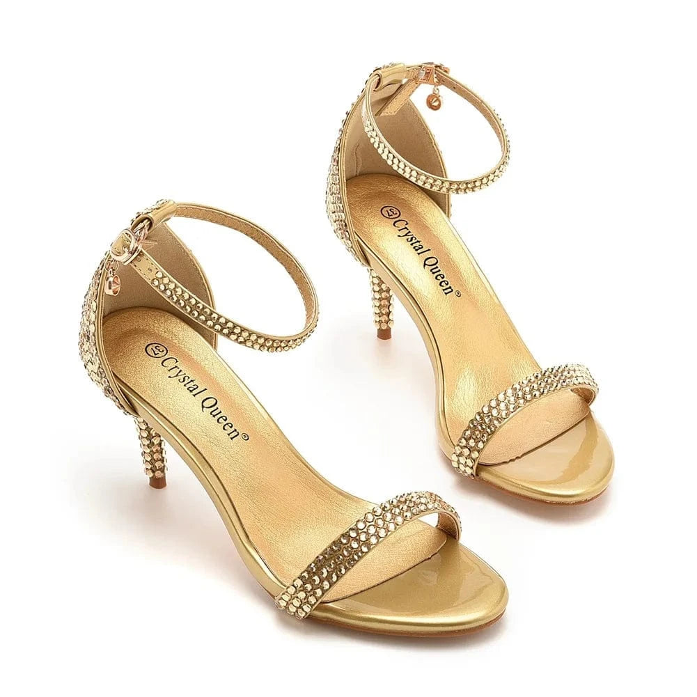 S4516F 7 cm temperament word with shallow mouth stiletto color diamond gold fish mouth bridal wedding shoes