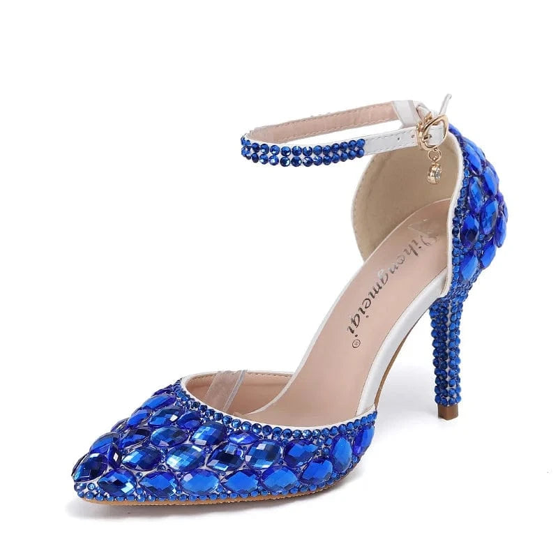 S4665F      New women's pointed toe high heel crystal diamond bride wedding shoes