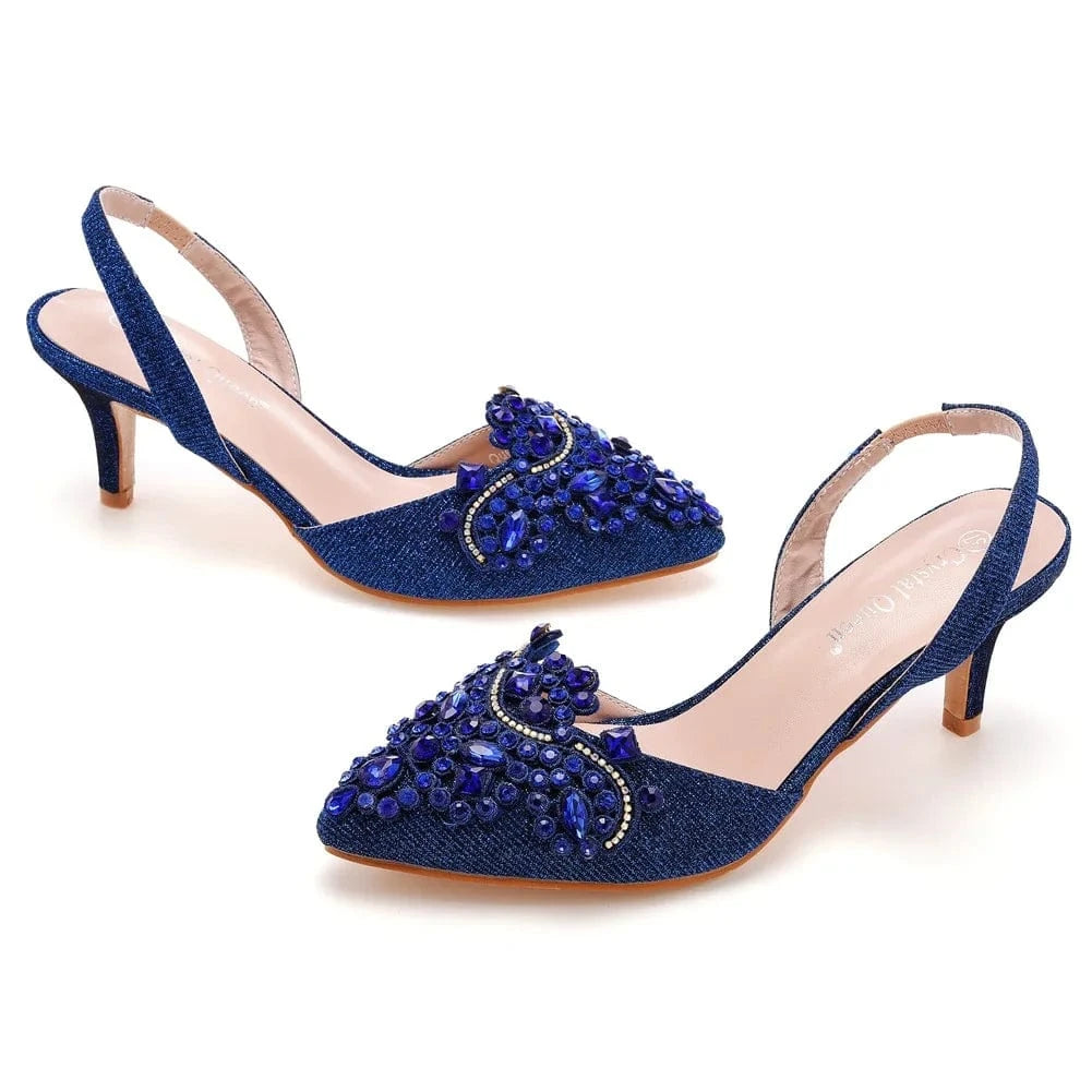 S4829F   High quality custom 6cm shallow mouth pointy toe discoloration cloth stiletto large size banquet girls wedding shoes