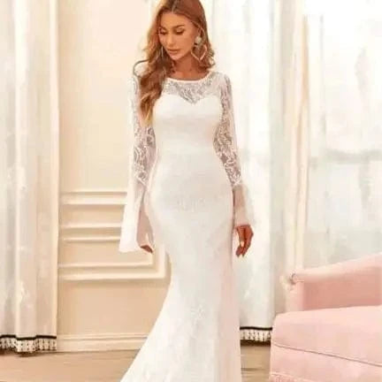S8902F    Drop shipping   2024 High -quality new models of disassembly trailer elegant white lace fabric for wedding dress