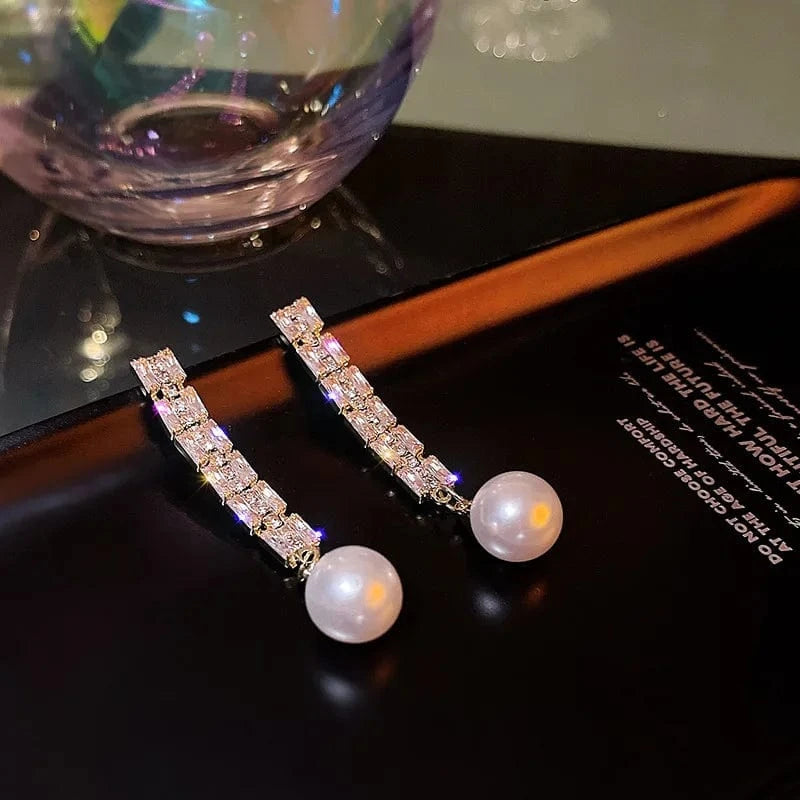 s925 silver needle boom earrings female personality Korean Dongdaemun long tassel earrings retro pearl earrings