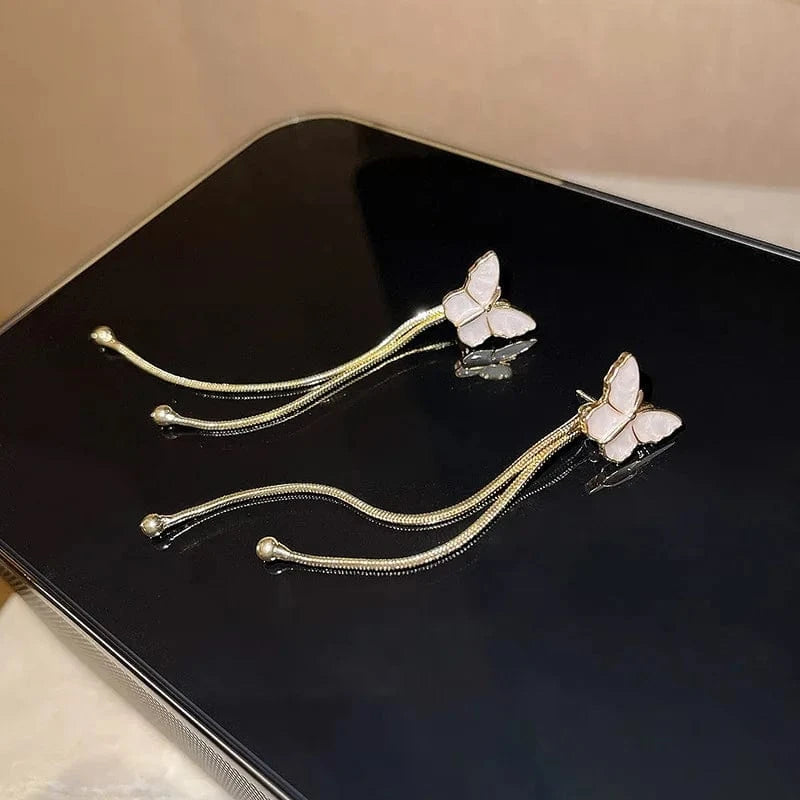 s925 silver needle boom earrings female personality Korean Dongdaemun long tassel earrings retro pearl earrings