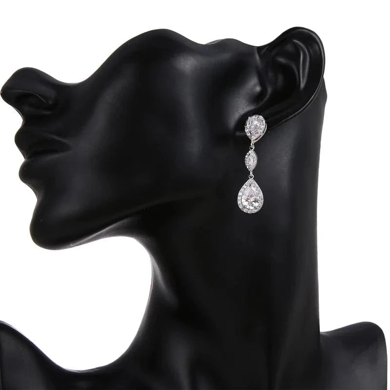 S925 Sterling Silver Color Rose Gold Drop Water Crystal Bling Stud Earrings for Women Fashion Jewelry New Korean Earrings
